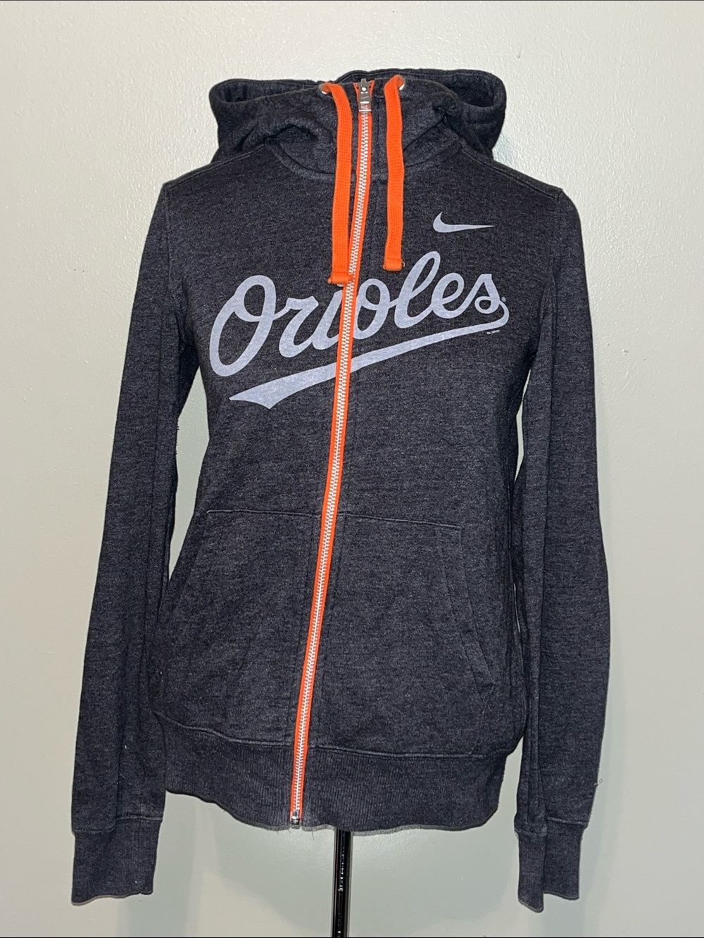 Nike Women's Charcoal Orioles Zip Hoodie with Orange Accents size medium - Picture 2 of 6